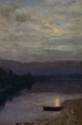 Moon Rise by the Solevatne (olja på duk)