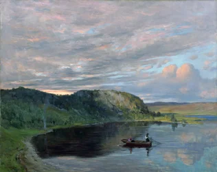 Sommarkväll förbi vid högfjällsjön