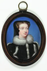 Porträtt av en dam som heter Mary Queen of Scots (emalj)