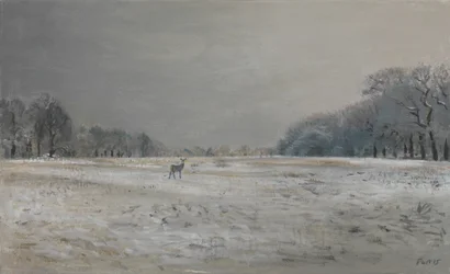 Hjort i snön - Richmond Park, 2015 (olja på duk)