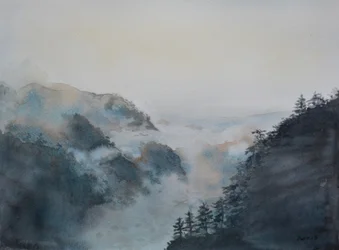 Heavenly Sea - Arrival, 2015 (akvarell på papper)