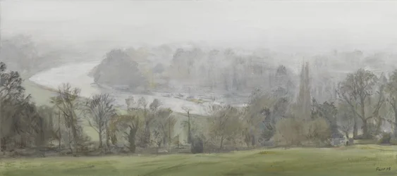 In a Mist (Silver) - Thames from Richmond Hill, Mists, 2015 (olja på duk)