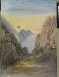 Pink Sun (Gold) Yellow Mountains, 2015 (akvarell på papper)