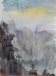 Vandringar över himlen - PaiyunTing, 2015 (akvarell på papper)