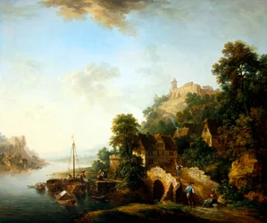 Utsikt över byn Braubach (olja på koppar)