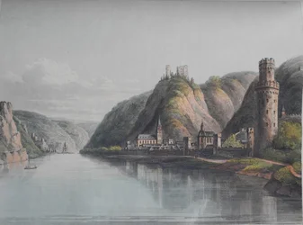 Utsikt över Oberwesel. Från: En pittoresk tur längs Rhen från Mentz till Köln, 1820.