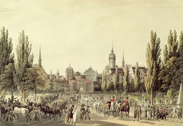 Vy över Leipzig från Grimmaporten