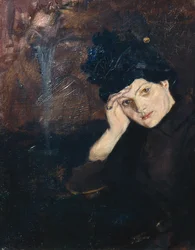 Albertine med en svart hatt