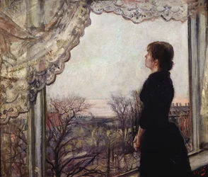 Oda Krohg vid fönstret