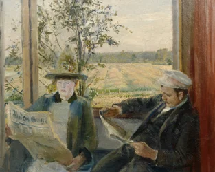 Oda läser tidningen Verdens Gang
