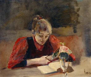 Oda sitter och läser