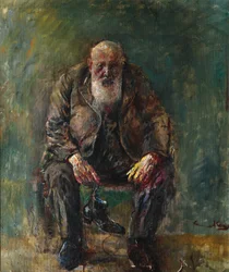 Självporträtt med stövlar, ca 1920 (målning)