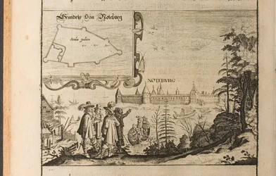 Nöteborg Illustration från resor till den store hertigen av Muscovy och kungen av Persien av Adam Ol