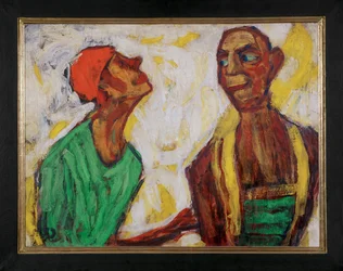 A conversation of clowns (tempera och olja på duk)
