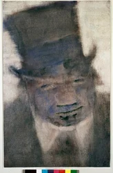 Mannen med den höga hatten Målning med Gouache och penna av Christian Rohlfs