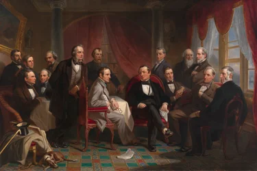 Washington Irving och hans litterära vänner på Sunnyside, 1864.