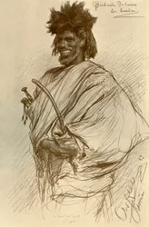 Bishari man, Assuan, Egypten, 1898.