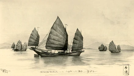 Kinesiskt skräp vid inloppet till Hong Kongs hamn, 1898.