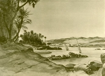 Feluccas vid Nilen, Egypten, 1898.