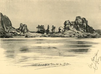 Första katarakten nära ön Philae i Nilen, Egypten, 1898.