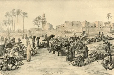 Marketplace, Asyut, Egypten, 1898.