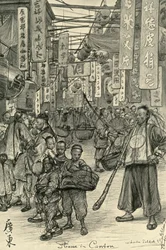 Gatubild, Kanton, Kina, 1898.