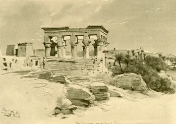 Isis-templet och Trajanus kiosk på ön Philae, Egypten, 1898.