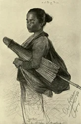 Ung kvinna med parasoll, Magalang, Java, 1898.