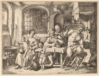 En satyr på besök hos en bondfamilj