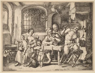 En satyr på besök hos en bondefamilj