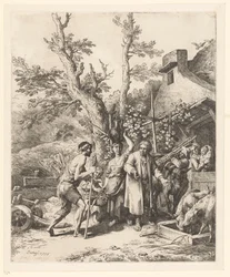 Liknelsen om den förlorade sonen; den förlorade sonen ber en bonde om arbete