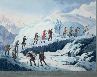 Horace-Benedict de Saussure klättrar toppen av Mont Blanc i augusti 1787