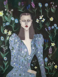 Elegant kvinna och vildblommor