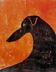 Silhuett av en orange greyhound