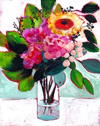 Färgsprakande blomsterbukett