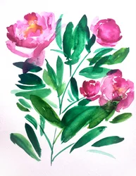 Livfulla blommor i akvarell
