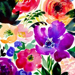 Livfulla blommor i akvarell
