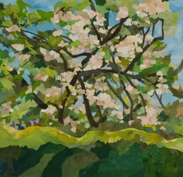 Cornerways Apple Tree, 2019 (akvarellmålat papperscollage)