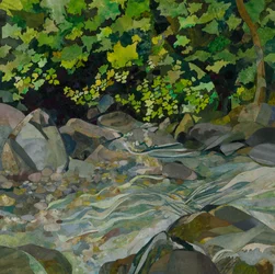 Honister Stream, 2023 (akvarellmålat papperscollage)