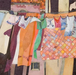 Venice Washing Chequered Quilt, 2016 (akvarellmålat papperscollage)