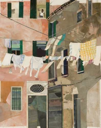 Venice Washing and Man, 2013 (akvarellmålat papperscollage)