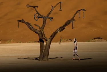 Surrealistiskt öken-nyckelträd