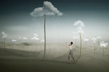 Surrealistiskt regn i öknen