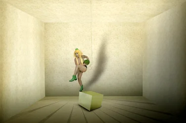 Surrealistisk pose med grön vattenmelon
