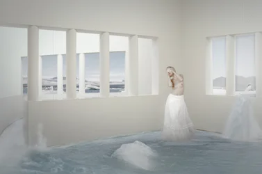 Kvinna i ett arktiskt rum