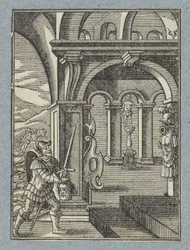 Sauls huvud förs in i filistéernas tempel