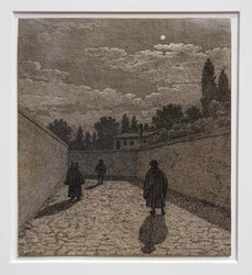 Månsken på vägen, illustration till linjärt perspektiv, bord IV 1838-40 (etsning)