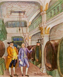 Weinkellerei / vingård (färglitografi)