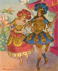 Ballett Und Oper / Balett och opera (färglitografi)