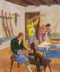 Bushmaker / Buchsenmacher (färglitografi)